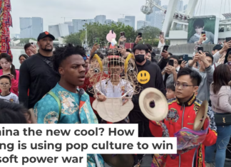 American online streamer Darren Jason Watkins Jr., also known as IShowSpeed, experiences a traditional Chinese musical instrument on April 5, 2025, in Shenzhen, in Guangdong Province in China. VCG/VCG via Getty Images